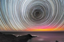 star trails in time lapse image creating an endless circle
